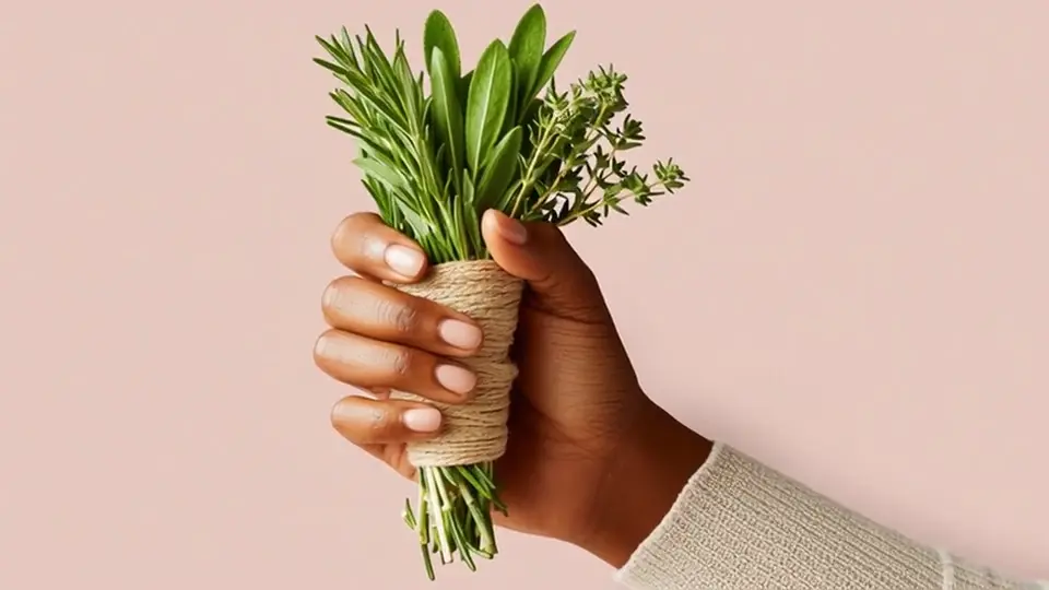 Illustrative stock scenes of fresh herbs and pepper harvesting